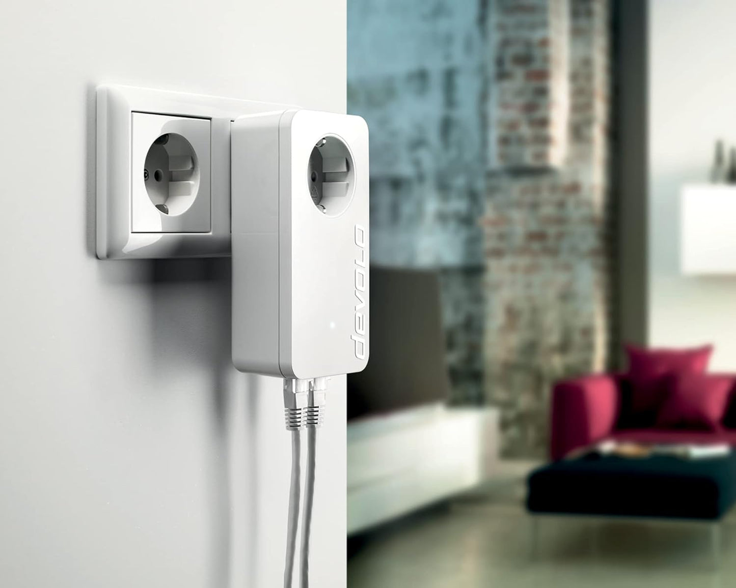 devolo LAN Powerline Adapter, dLAN 550 duo+ Erweiterungsadapter -bis zu 500 Mbit/s, Powerlan Adapter, LAN Steckdose, 2x LAN Anschluss, weiß