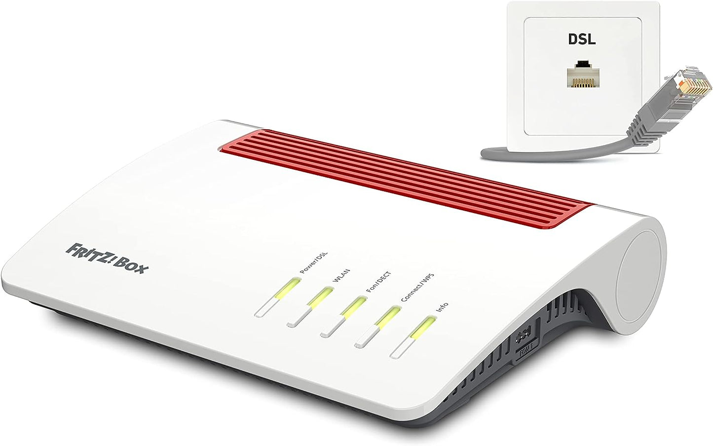 AVM FRITZ!Box 7590 AX V2 (Wi-Fi 6 Router mit 2.400 MBit/s (5GHz) & 1.200 MBit/s (2,4 GHz),bis zu 300 MBit/s mit VDSL-Supervectoring 35b,WLAN Mesh,DECT-Basis,deutschsprachige Version)