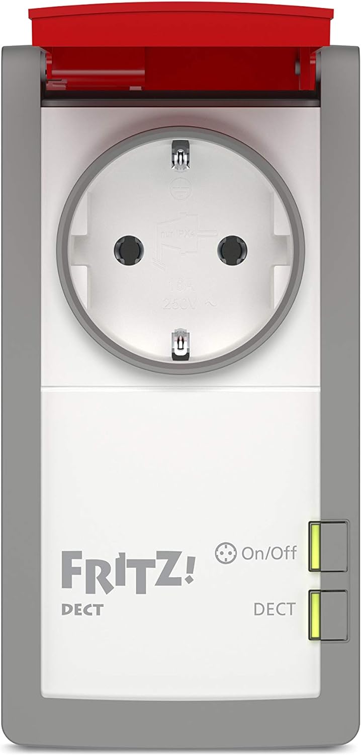 AVM FRITZ!DECT 210 (Intelligente Steckdose für Smart Home, steuerbar zum Energie sparen, mit Spritzwasserschutz (IP 44) für Einsatz im Außenbereich)