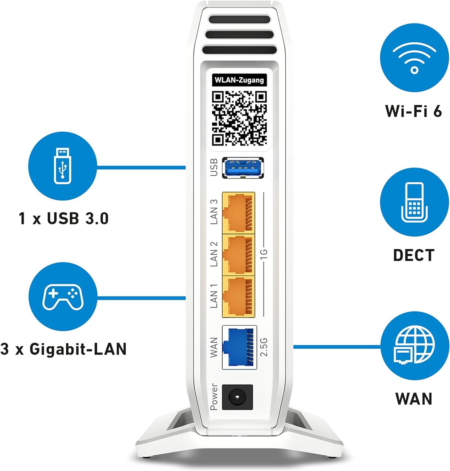 AVM FRITZ!Box 4060 (Wi-Fi 6 Mesh Router, bis zu 4.800 MBit/s (5 GHz) & 1.200 MBit/s (2,4 GHz), 3 x Gigabit-LAN, DECT-Basis, USB 3.0, deutschsprachige Version)