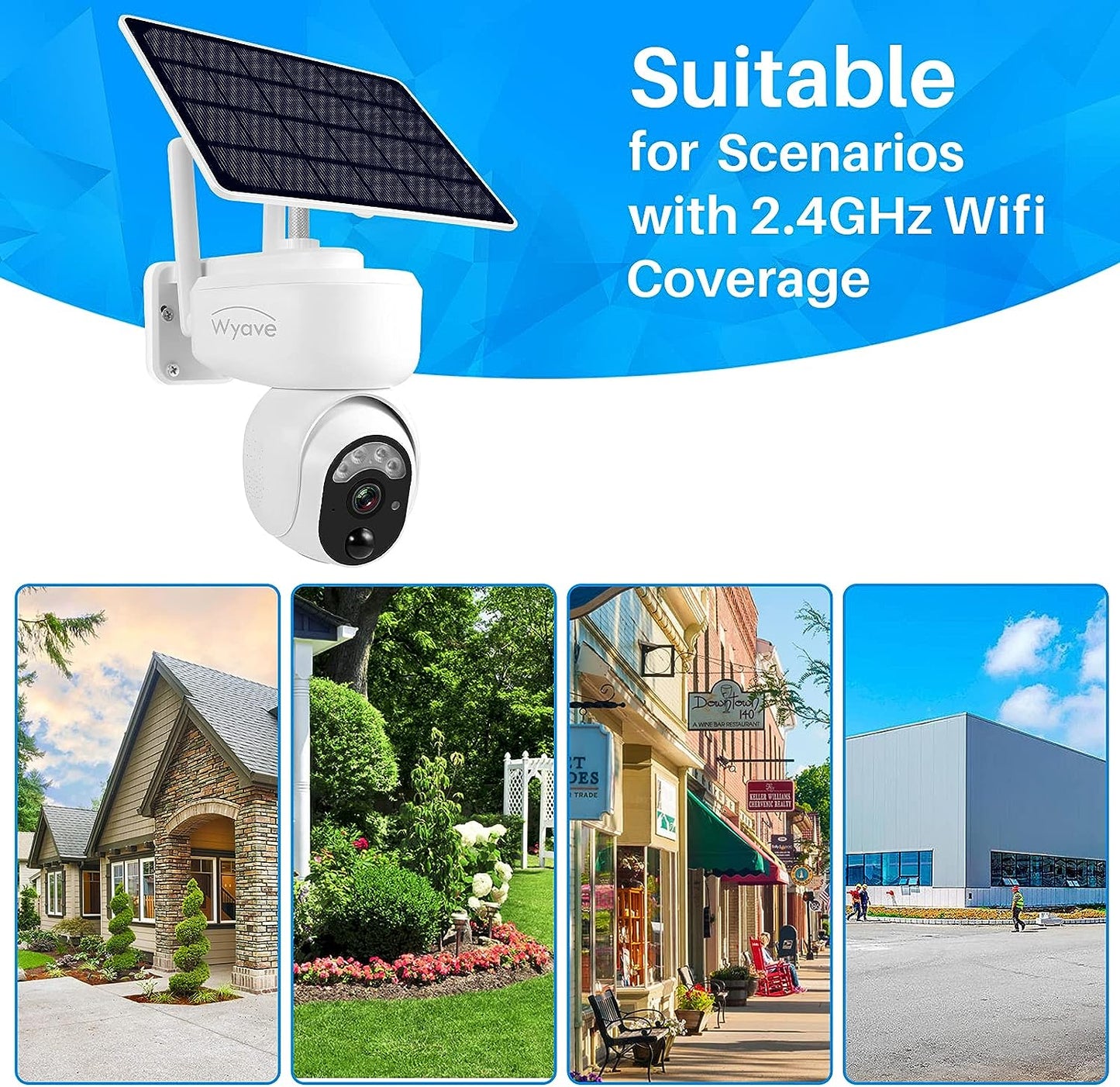 Lykus Solarbatteriebetriebene WLAN-Überwachungskamera für den Außenbereich, kabellose Wyave-Schwenk-Neige-Überwachungskamera mit/PIR-Sensor, Spotlight-Nachtsicht