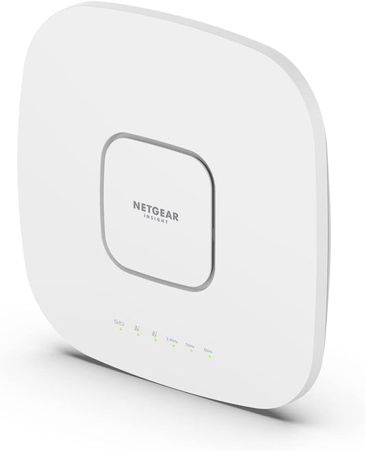 NETGEAR WAX630E WiFi 6E WLAN Access Point (AXE7800 Tri-Band, WPA3, 802.11ax Mesh-fähig, 2.5G LAN, Lokal oder Insight Remote Management, PoE++ powered - Netzteil optional)