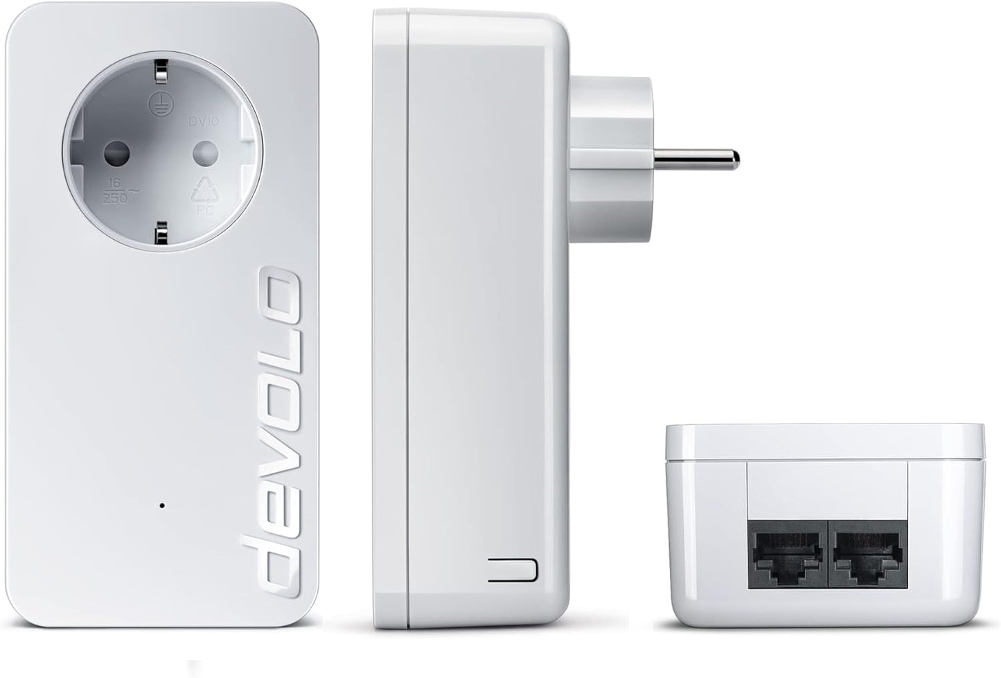 devolo LAN Powerline Adapter, dLAN 550 duo+ Erweiterungsadapter -bis zu 500 Mbit/s, Powerlan Adapter, LAN Steckdose, 2x LAN Anschluss, weiß