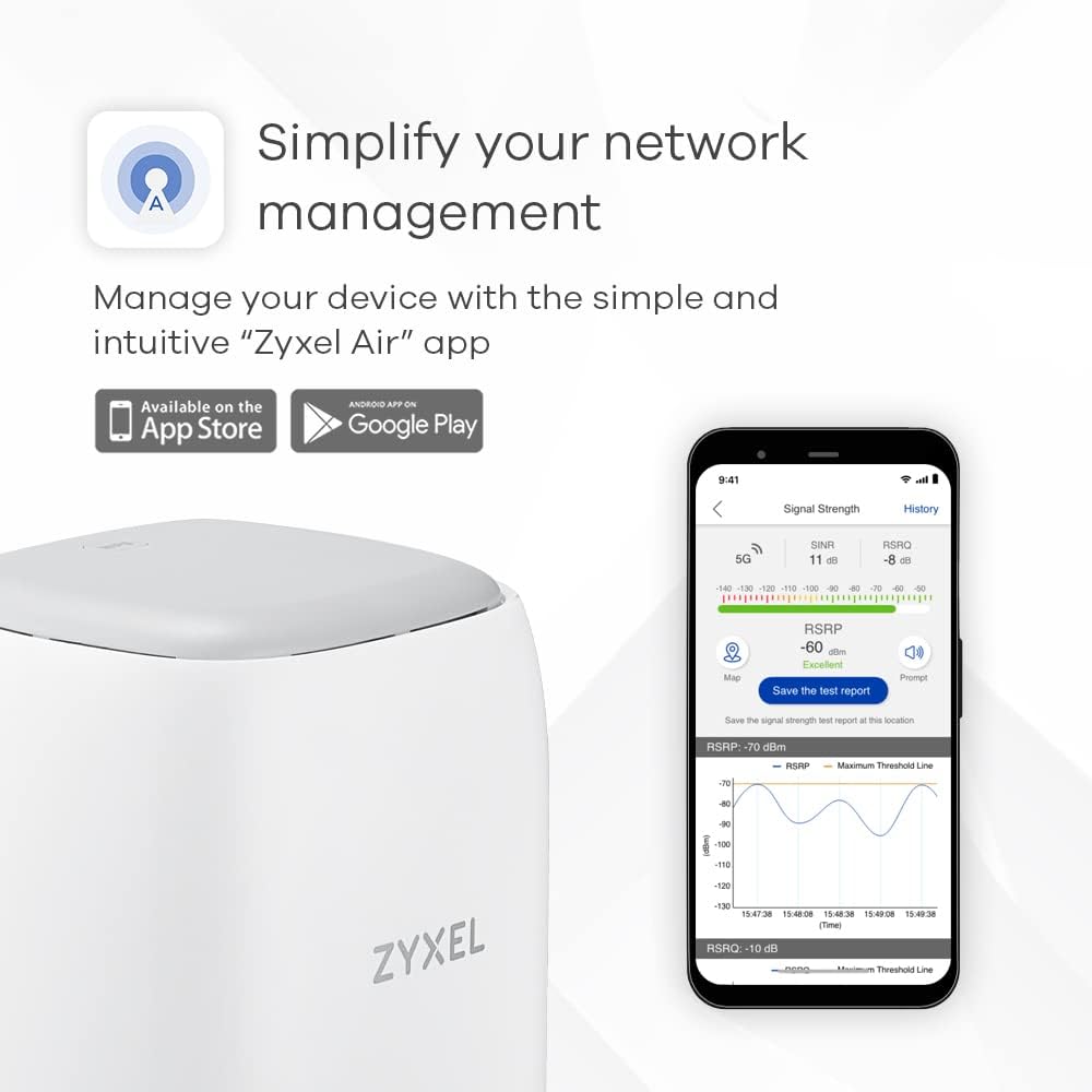 Zyxel 4G LTE-A Indoor WLAN-Router | Dual-Band WLAN-Sharing für 64 Geräte | Unterstützt VoIP/VoLTE | Ohne SIM-Lock | Keine Konfiguration erforderlich [LTE5388-M804]