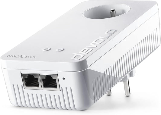 devolo Magic 2 WiFi 6 Erweiterungsadapter: 1 x CPL WiFi, Gigogne-Buchse (2400 Mbits, Mesh, 2 x Gigabit Ethernet-Ports) ideal für Heimarbeit, Gaming, Streaming, französische Steckdose