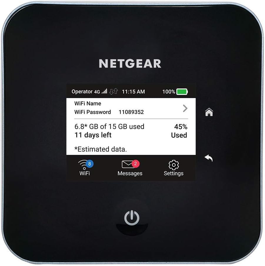NETGEAR Mobiler WLAN Router mit SIM Karte | 4G LTE | bis 2000 MBit/s Download-Speed | Hotspot für 20 Geräte | LTE Cat20 | für jede SIM-Karte freigeschaltet | Nighthawk MR2100