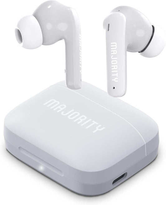 Majority Kabellose Ohrhörer mit Bluetooth 5.3, IPX7 wasserdicht, 30 Stunden Akkulaufzeit, Touch-Steuerungen, USB-C, True 1 Wireless TWS, Schnellladung Bluetooth-Kopfhörer für Arbeit, Studium, Übung