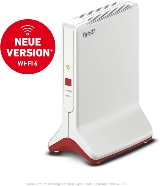 AVM FRITZ!Repeater 6000 (WiFi 6 Repeater mit drei Funkeinheiten: 5 GHz (2 x bis zu 2.400 MBit/s), 2,4 GHz (bis zu 1.200 MBit/s), 2,5-Gigabit-LAN, deutschsprachige Version)