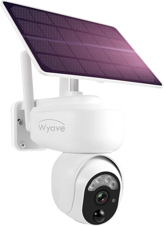 Lykus Solarbatteriebetriebene WLAN-Überwachungskamera für den Außenbereich, kabellose Wyave-Schwenk-Neige-Überwachungskamera mit/PIR-Sensor,  Spotlight-Nachtsicht